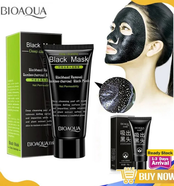 BIOAQUA Charcoal Blackhead Remover Mask – Deep Pore Cleansing with Bamboo Charcoal – 60g