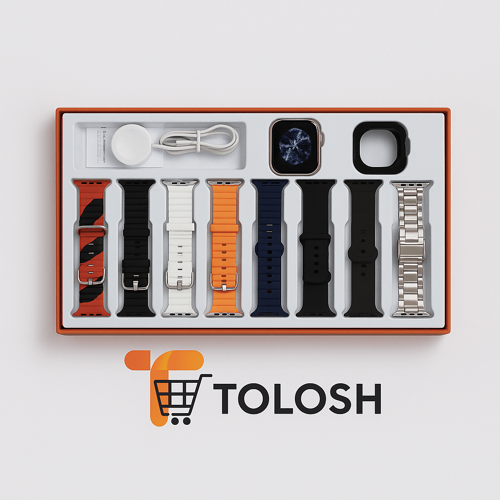 Y80 Ultra Smart Wireless Charging Watch 8 Straps Multi-Color Smartwatch Strap Set for Men & Women – Includes 8 Premium Straps, Charging Cable Compatible with Multiple Smartwatch Models