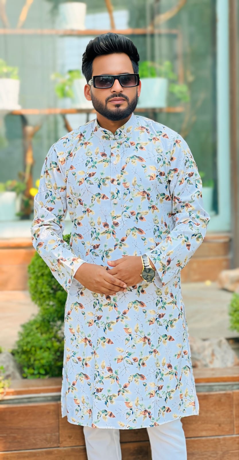 Digital Print Panjabi – Stylish China Stitch Cotton Kurta | M L XL Size Available | Festival Wear BD