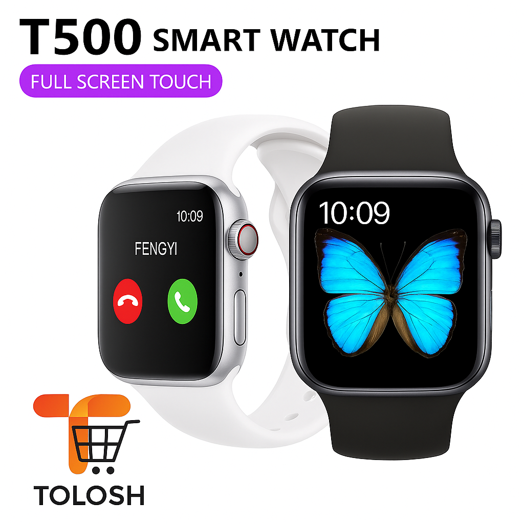 T500 Smart Watch – Full Touch Screen | Fitness Tracker | Heart Rate & Call Notification | Compatible with Android & iOS