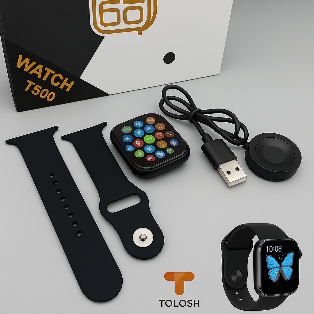 T500 Smart Watch – Full Touch Screen | Fitness Tracker | Heart Rate & Call Notification | Compatible with Android & iOS