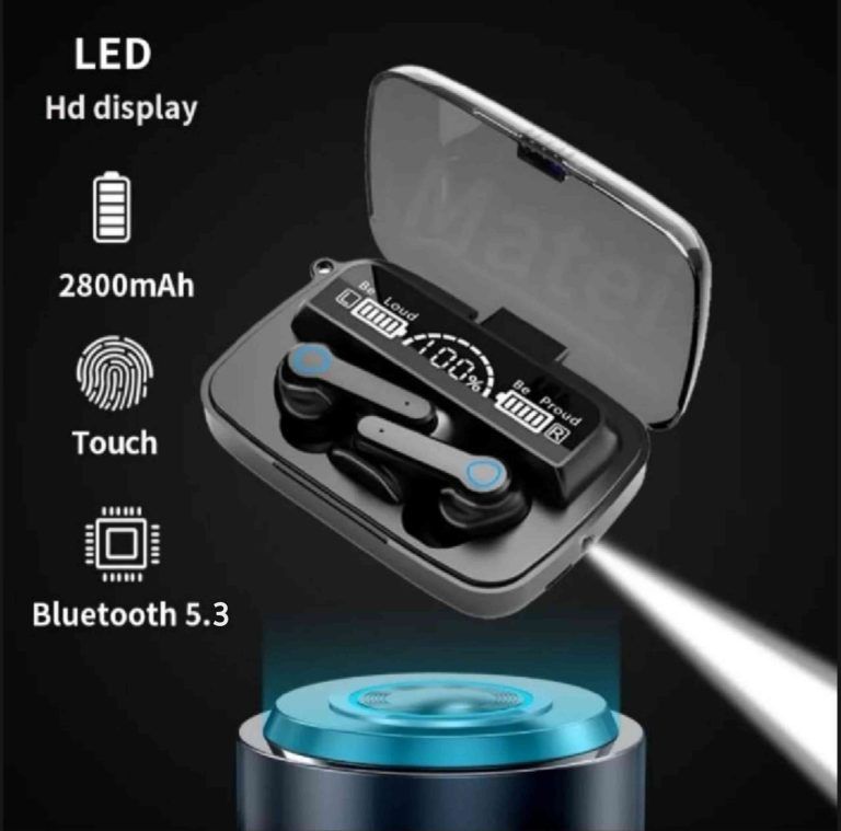 TWS-M19 Wireless Earbuds – Touch Control, LED Display & Power Bank Case