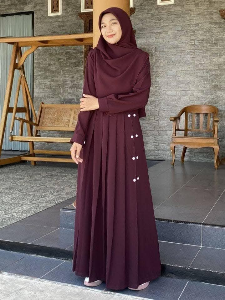Viral Dubai Cherry Borka for Women – Modest Long Burka | Free Size up to 48 | Stylish Button Design | Hijab Not Included