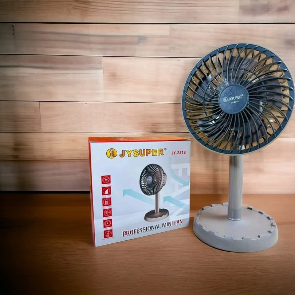 JYSUPER JY-2218 USB Rechargeable Mini Table Fan – Portable Cooling with Adjustable Speed