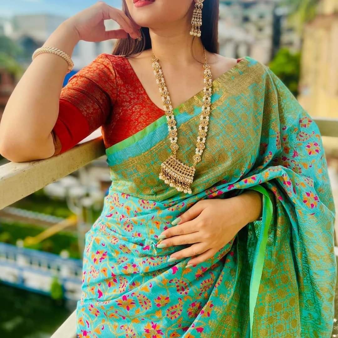 Luxary Half Silk Screen Print Saree – 12 Haath Traditional Sharee | হাফ সিল্ক স্ক্রিন প্রিন্ট শাড়ি