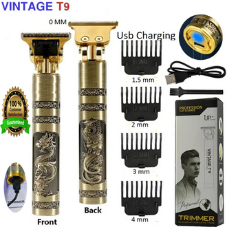 T9 Vintage USB 6500 charging cable with Rechargeable Hair Trimmer metal body Electric Hair Clipper Hair Cut Machine For Men