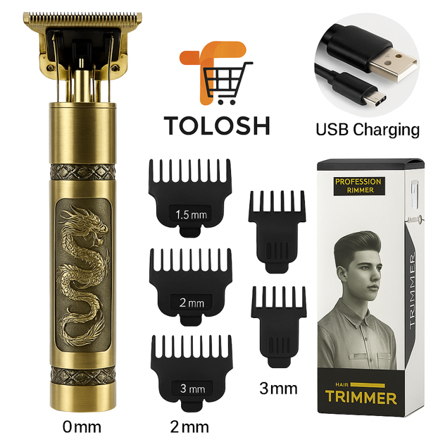 T9 Vintage USB 6500 charging cable with Rechargeable Hair Trimmer metal body Electric Hair Clipper Hair Cut Machine For Men