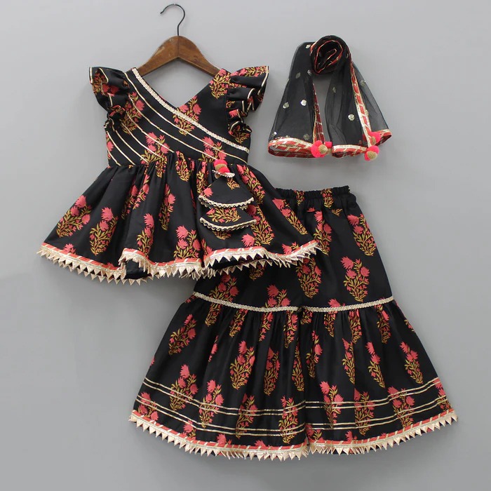 Baby Girl Top with Premium Sharara Set | 3D Digital Print Linen Dress | Stylish Outfit for 3-12 Years