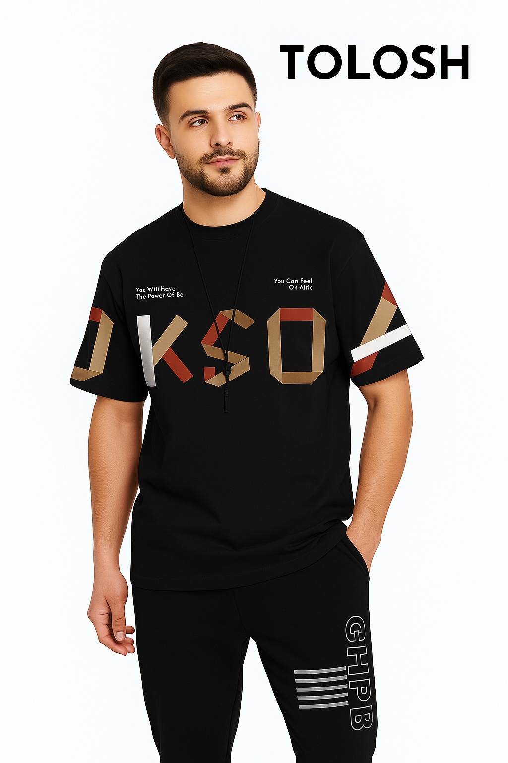 Men’s Stylish Graphic T-Shirt & Jogger Pant Set – Comfortable Mass Fabric