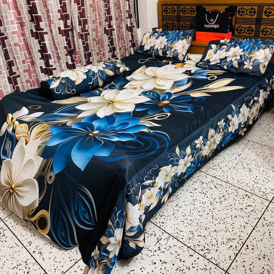 Premium 3D Bedsheet 4 Piece Set | সুইস ভেলভেট ডিজিটাল প্রিন্ট বেডশীট | Original Digital Bedding for Elegant Bedroom Look | Luxary Bedsheet
