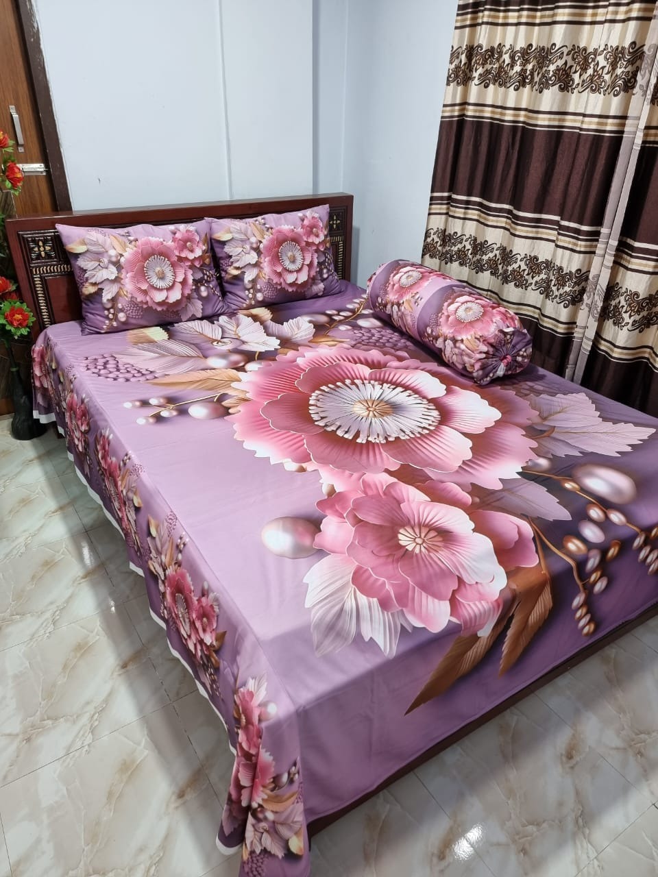 Premium 3D Bedsheet 4 Piece Set | সুইস ভেলভেট ডিজিটাল প্রিন্ট বেডশীট | Original Digital Bedding for Elegant Bedroom Look | Luxary Bedsheet