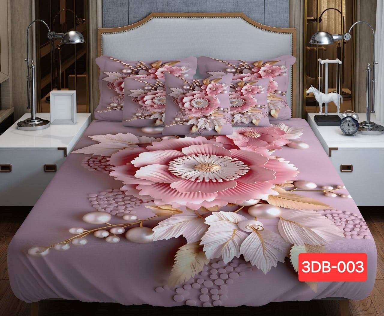 3D Velvet Bedsheet Set (4 Pieces) | Premium Digital Printed Bedding | ঘর সাজানোর জন্য বেস্ট বেডশিট